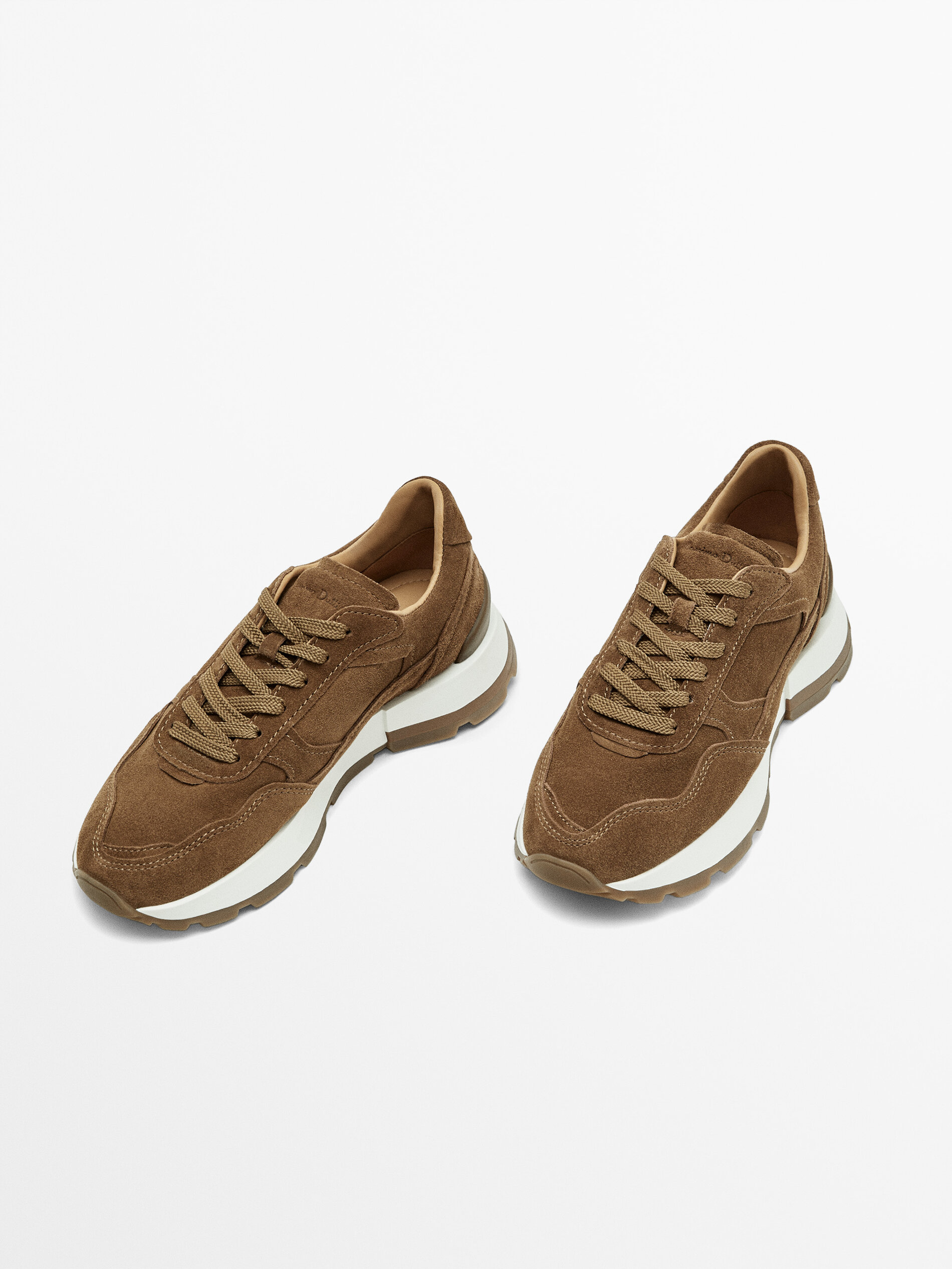Soft split suede trainers Brown Shoes Massimo Dutti (talla 37)