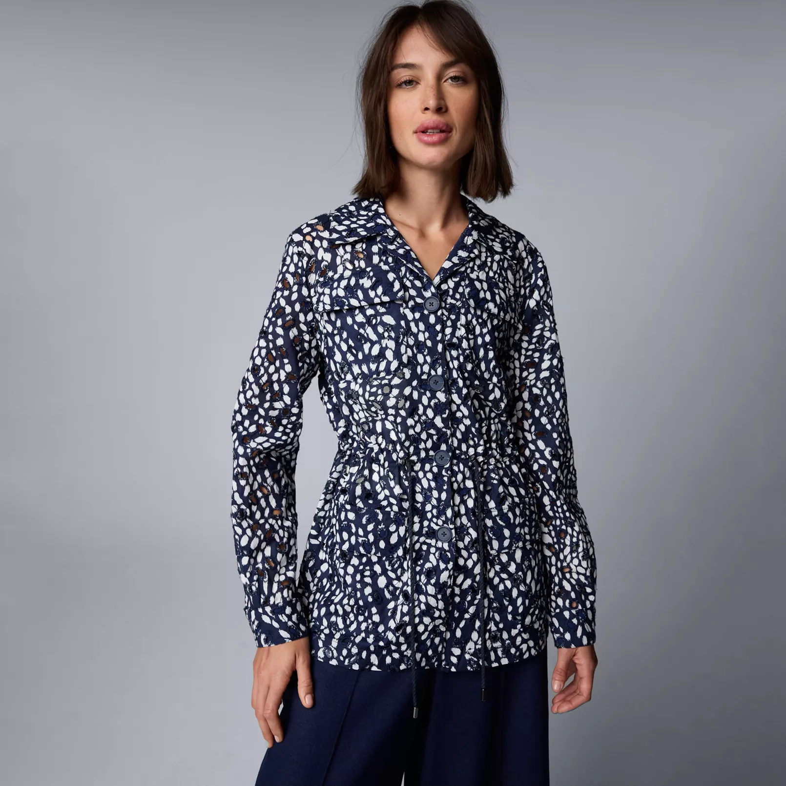 Petite Simply Vera Vera Wang Eyelet Jacket (talla L)