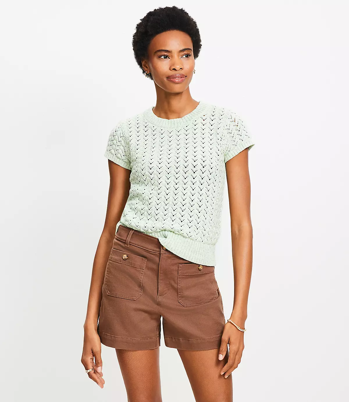 Chevron Pointelle Sweater Tee LOFT nueva (talla L, parece M) - 2