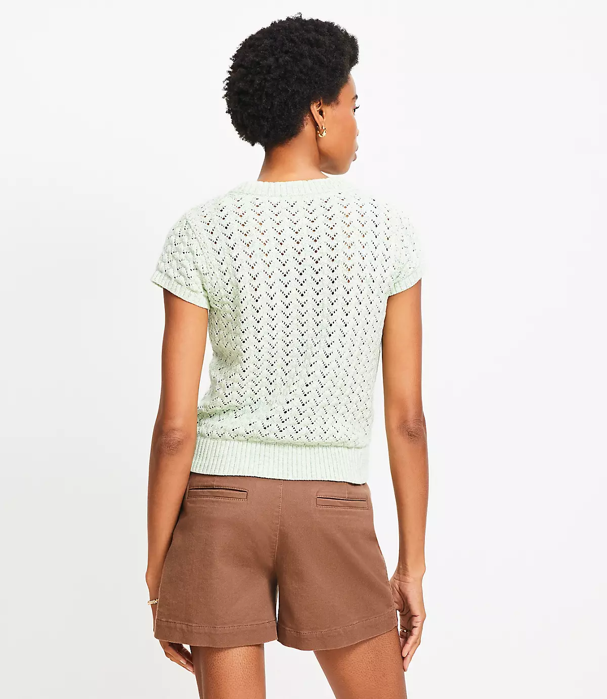 Chevron Pointelle Sweater Tee LOFT nueva (talla L, parece M) - 4