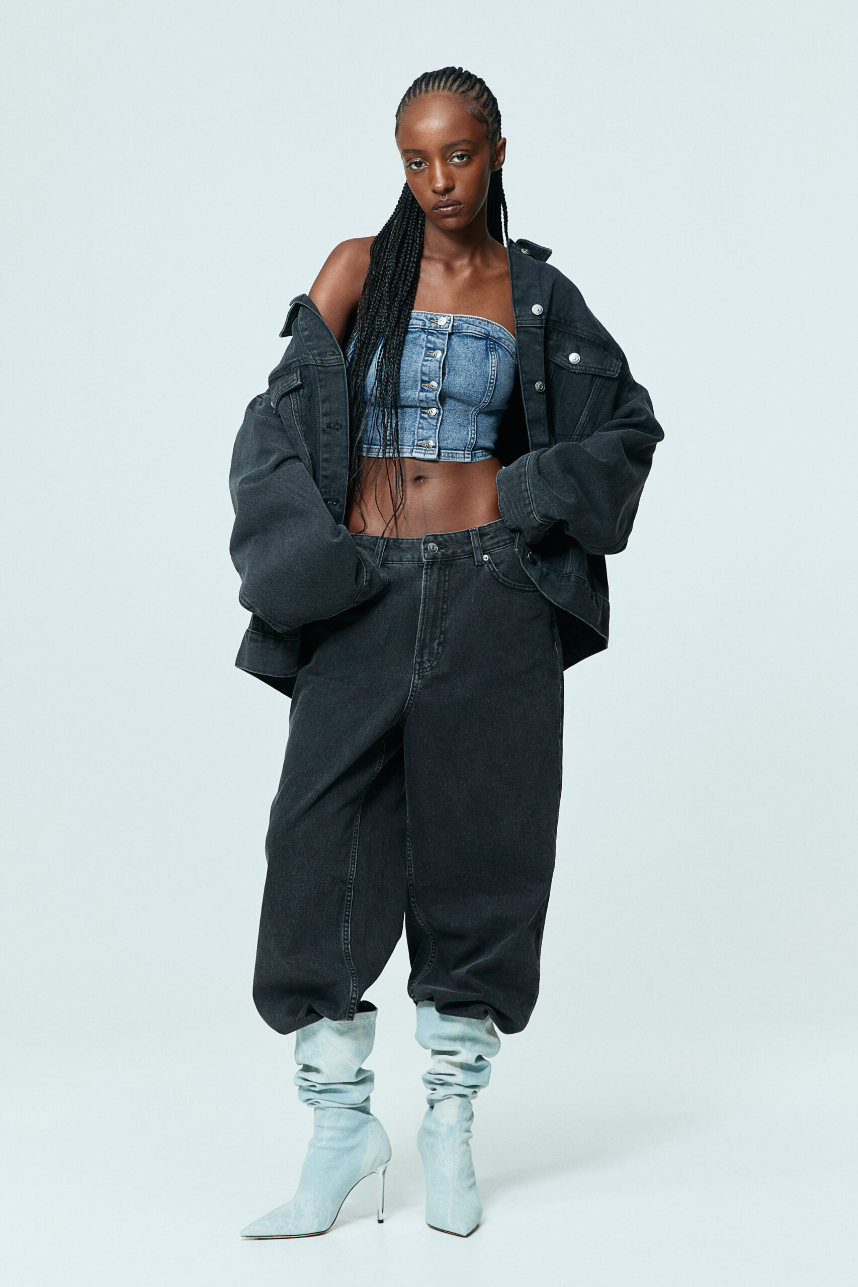 H&M Denim bustier top nuevo (talla M) - 4