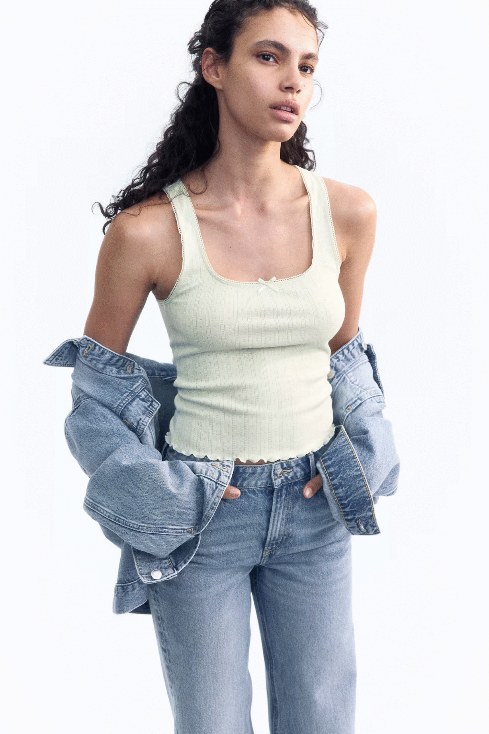 Top en punto pointelle H&M nuevo (talla M)