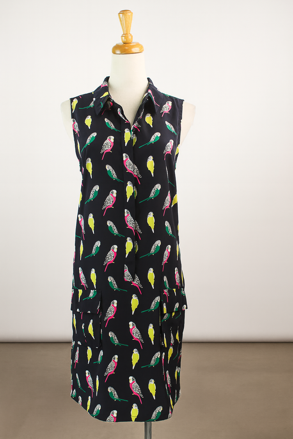 Banana Republic navy parakeet patterned dress (Talla 6)