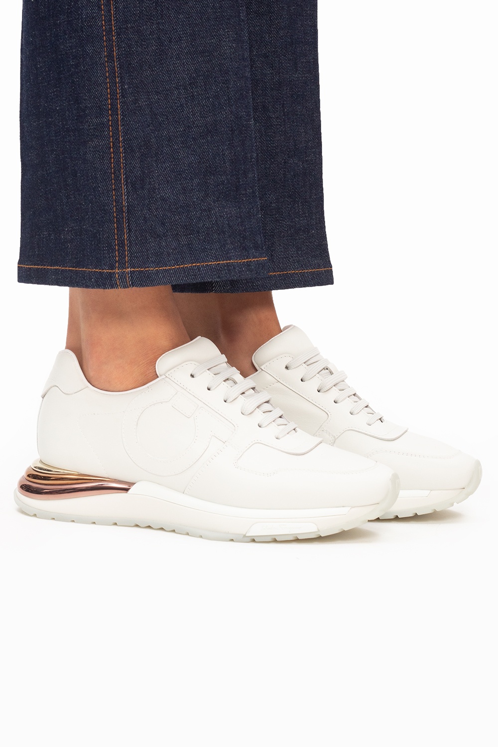 Salvatore Ferragamo - Brooklyn leather White Low Top Sneakers (talla 7)