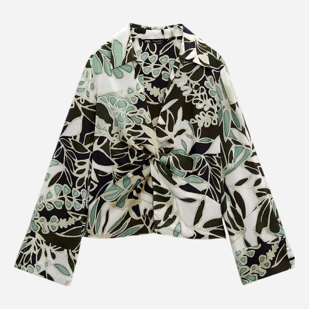 Zara print top V neck nueva (talla M)