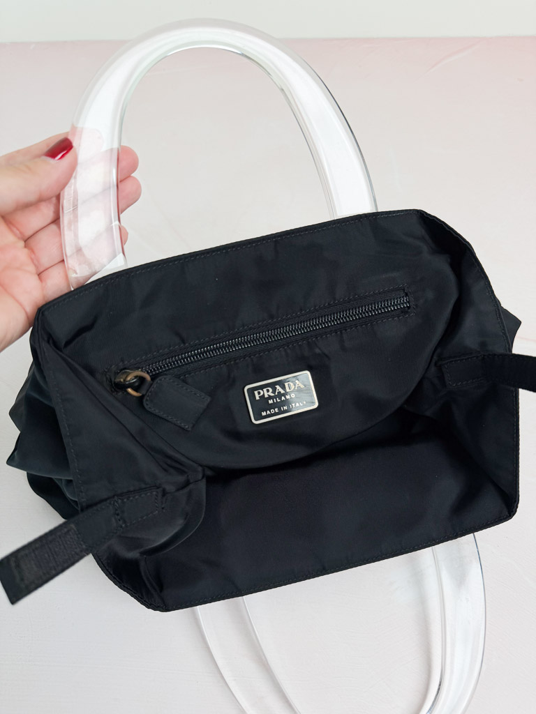 Prada Vintage Tessuto Lucite Handle Bag