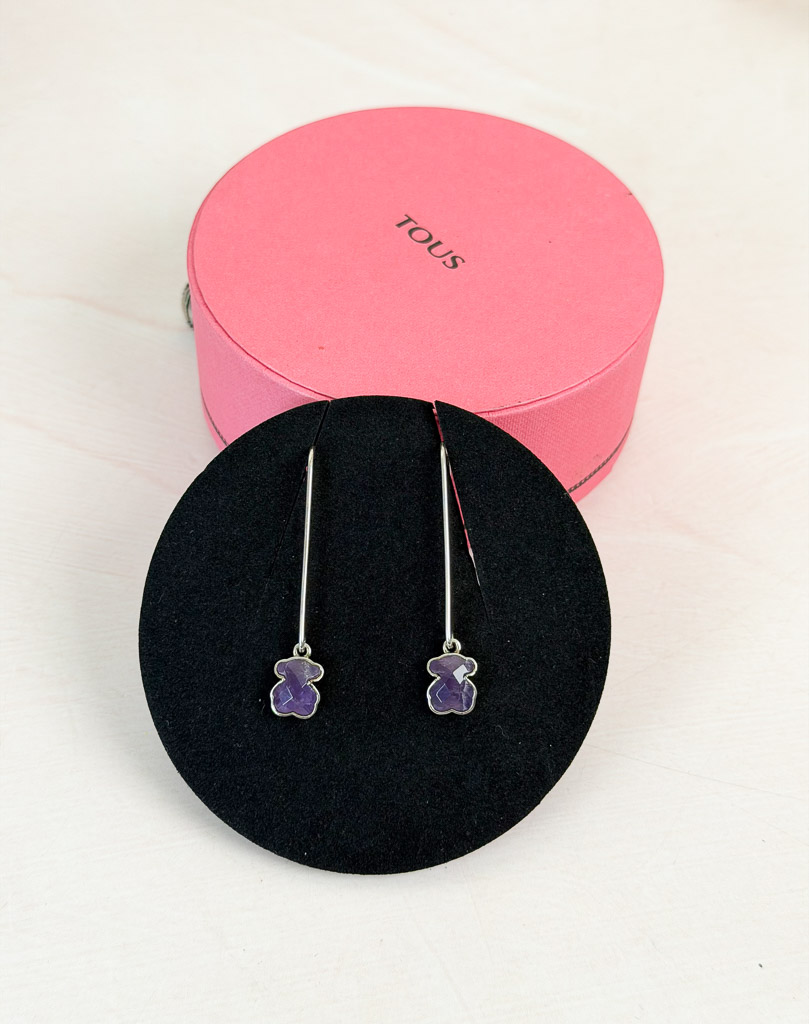 Aretes largos Icon Color de plata y amatista TOUS