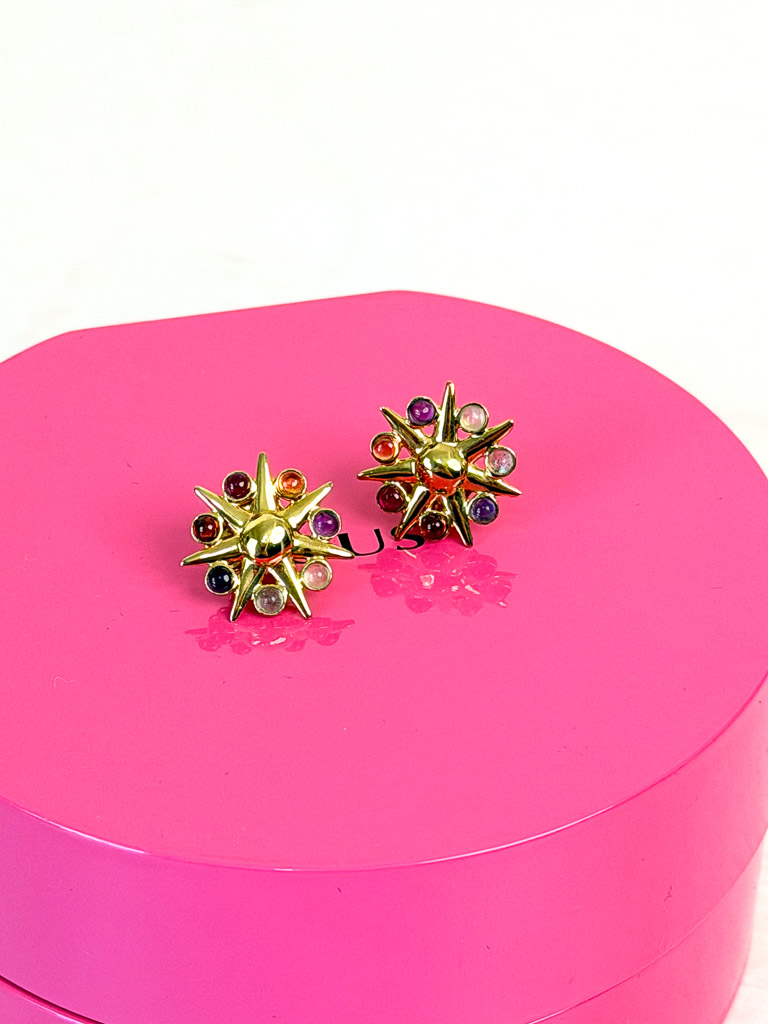 Pendientes sol con baño de oro 18 kt sobre plata y gemas Magic Nature TOUS