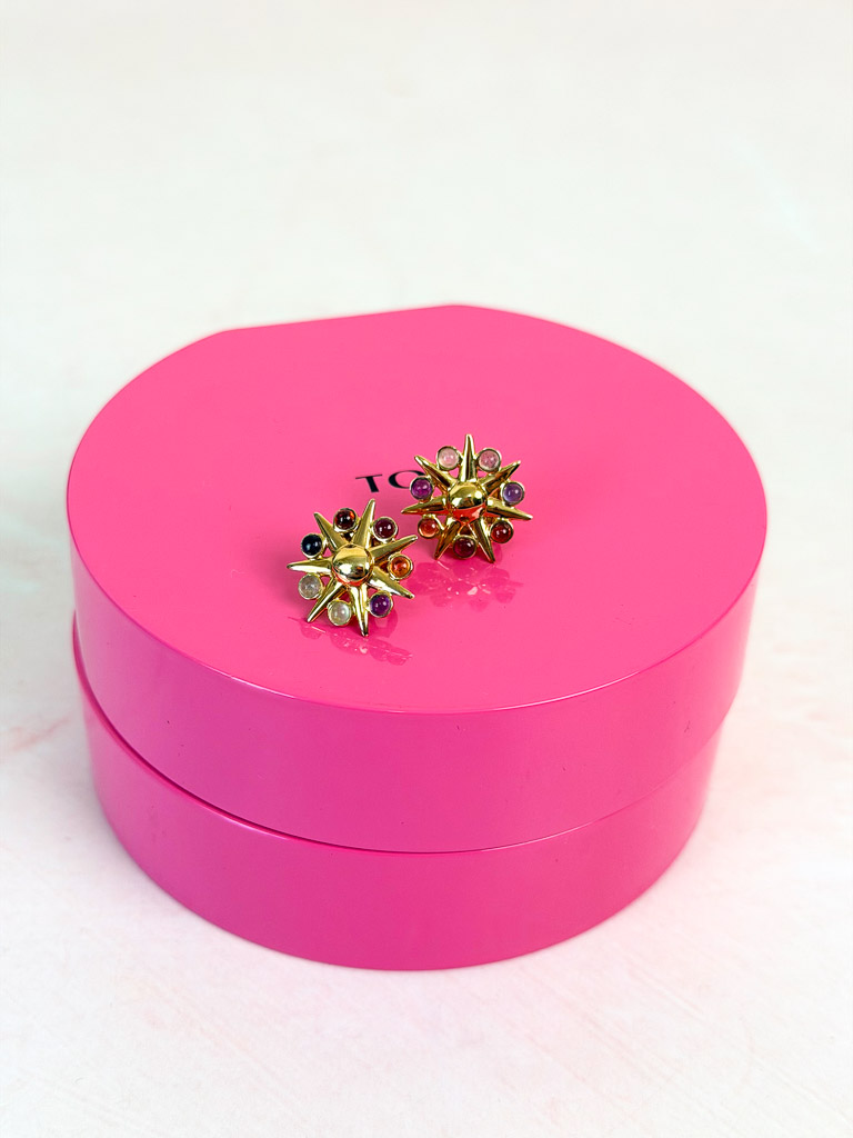 Pendientes sol con baño de oro 18 kt sobre plata y gemas Magic Nature TOUS