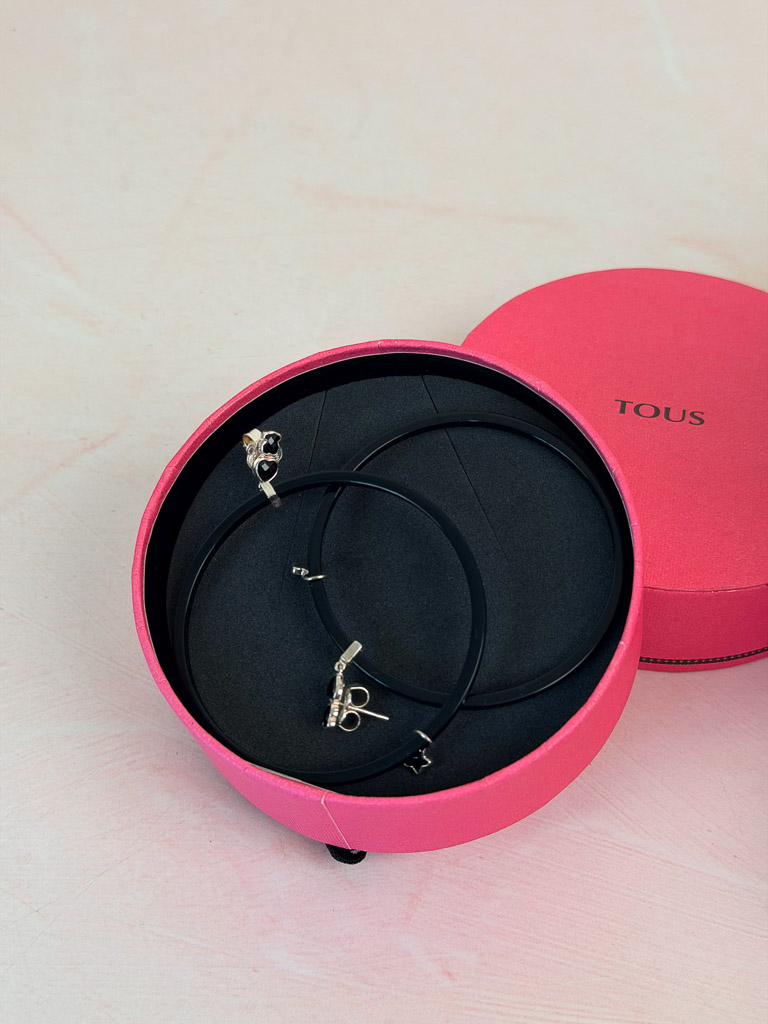 Large Mini Onix Earrings in Resin with Silver and Onyx TOUS - 4