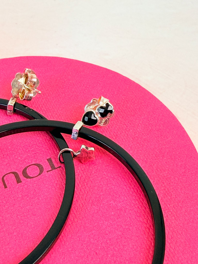 Large Mini Onix Earrings in Resin with Silver and Onyx TOUS - 2