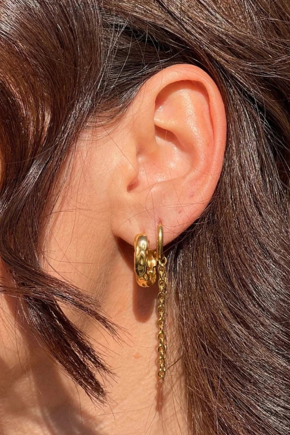 Drop Chain Huggie Hoop EARRING Ellie Vail - 2