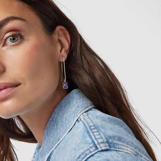 Aretes largos Icon Color de plata y amatista TOUS