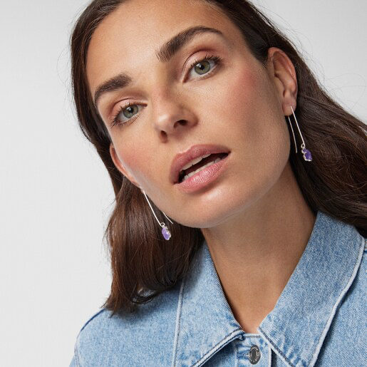 Aretes largos Icon Color de plata y amatista TOUS - 4