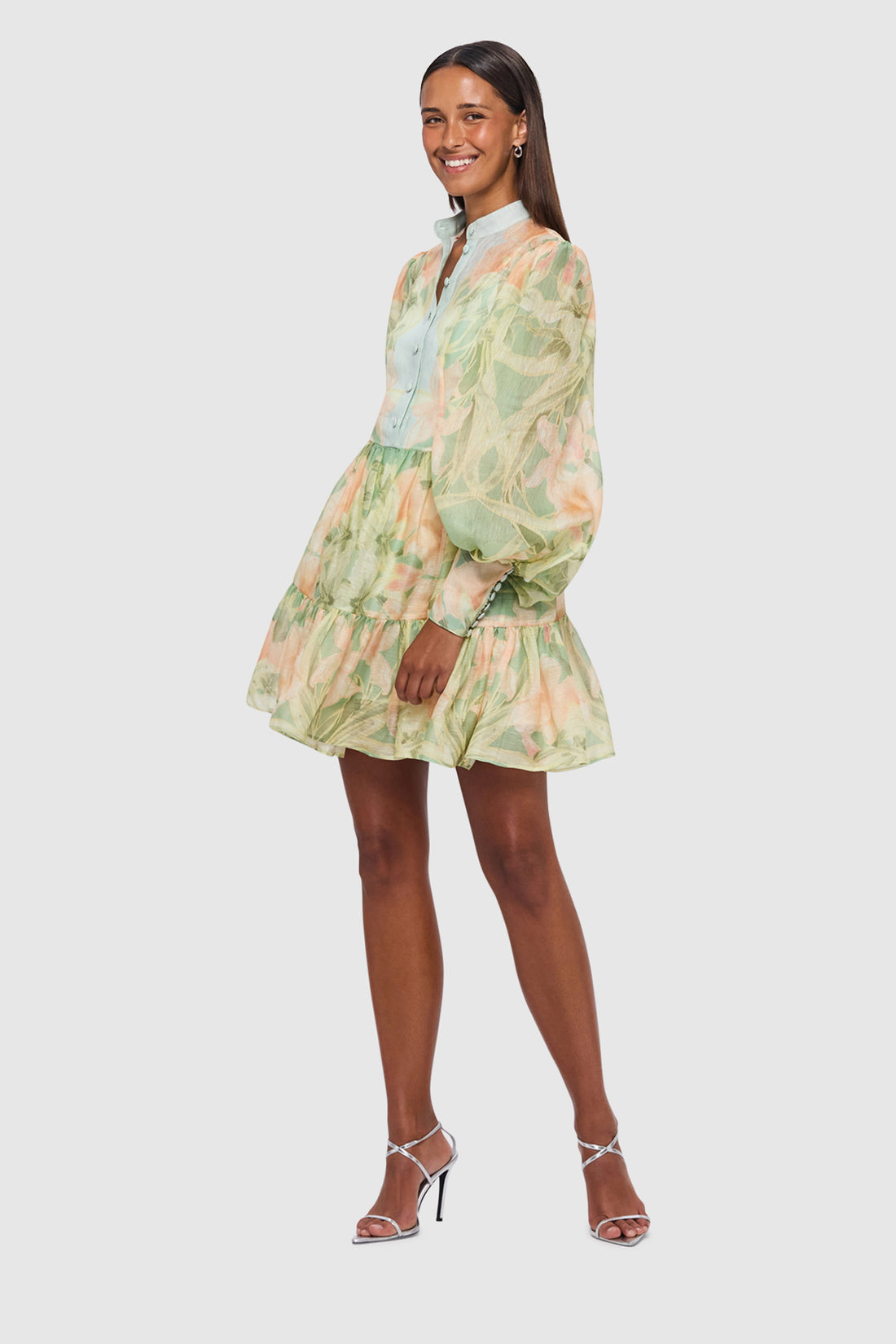 Leo Lin Alexandra Mini Dress – Orient Print in Evergreen (talla M) - 4