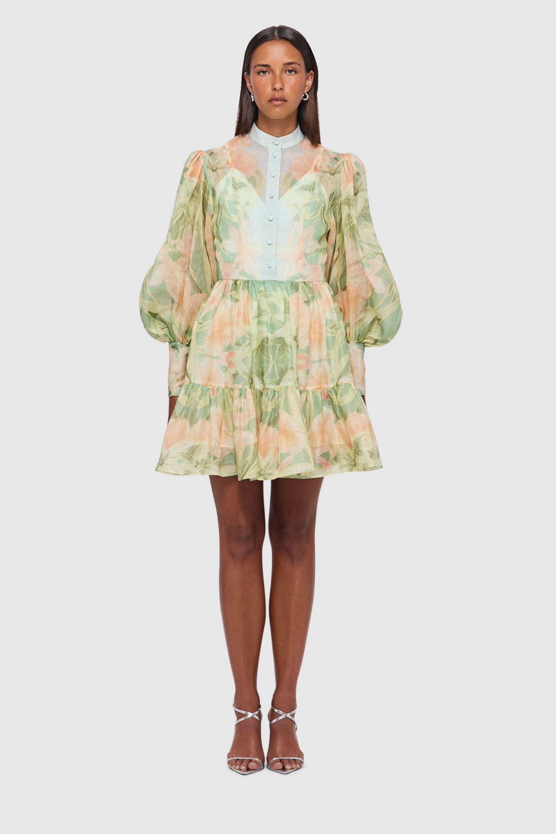 Leo Lin Alexandra Mini Dress – Orient Print in Evergreen (talla M) - 3