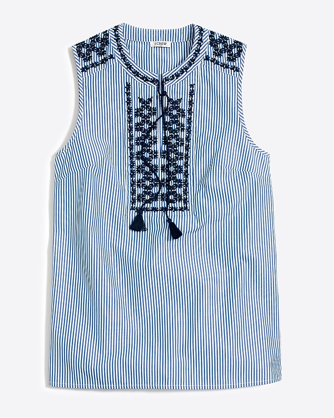 J.Crew Embroidered Striped Tank Top (talla XS)