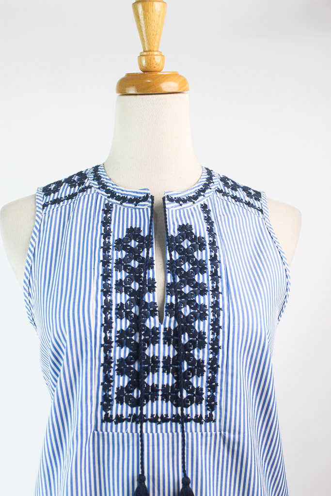 J.Crew Embroidered Striped Tank Top (talla XS) - 4