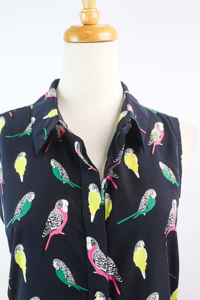 Banana Republic navy parakeet patterned dress (Talla 6)