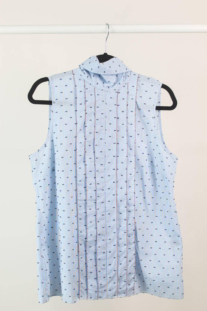 Vertigo Emma Pleated Striped Swiss Dot Blouse nueva (talla M)