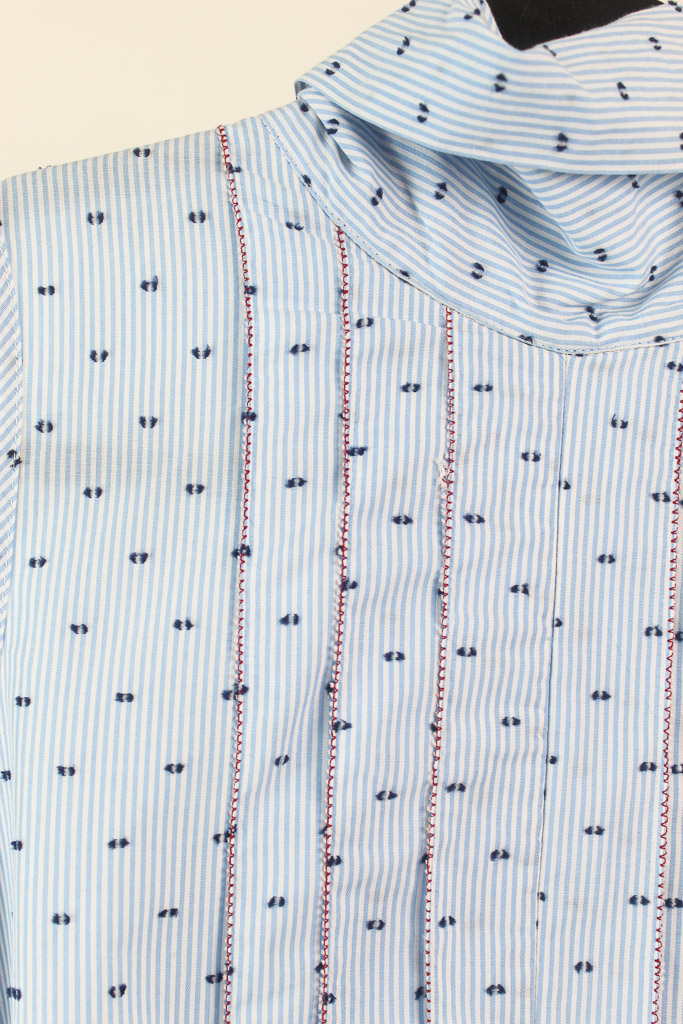 Vertigo Emma Pleated Striped Swiss Dot Blouse nueva (talla M) - 3