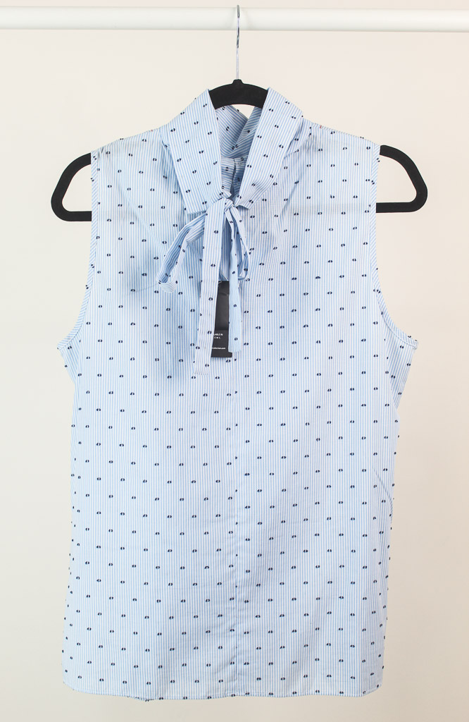 Vertigo Emma Pleated Striped Swiss Dot Blouse nueva (talla M) - 2