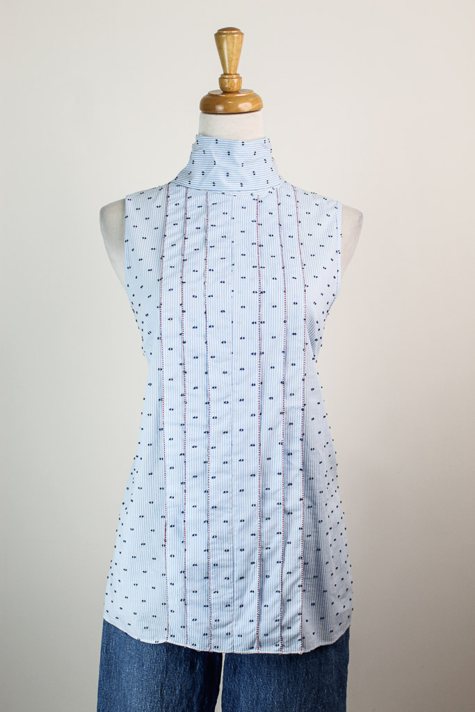 Vertigo Emma Pleated Striped Swiss Dot Blouse nueva (talla M) - 4