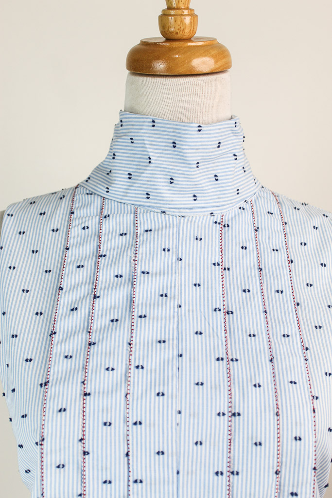 Vertigo Emma Pleated Striped Swiss Dot Blouse nueva (talla M)