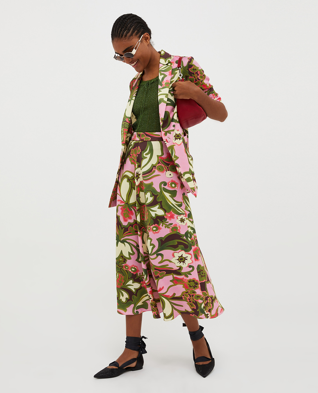 Max & Co midi skirt in floral print (talla small)