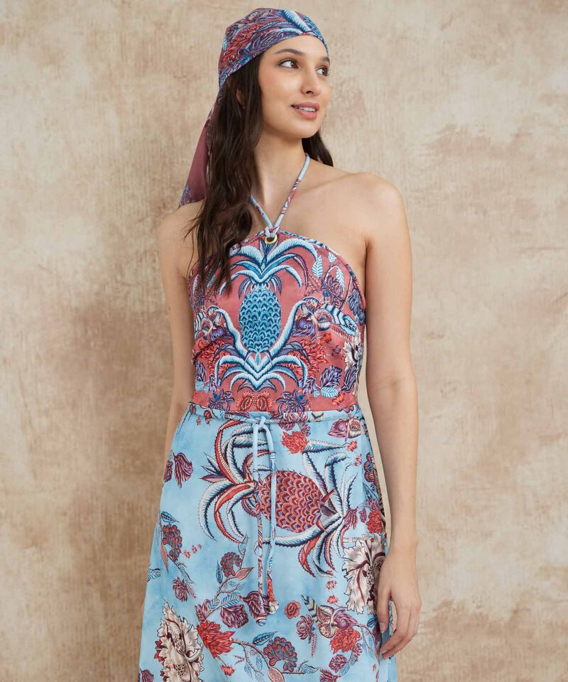 Vestido Estampado Cuello Halter Beatriz Camacho x Patprimo (talla small)