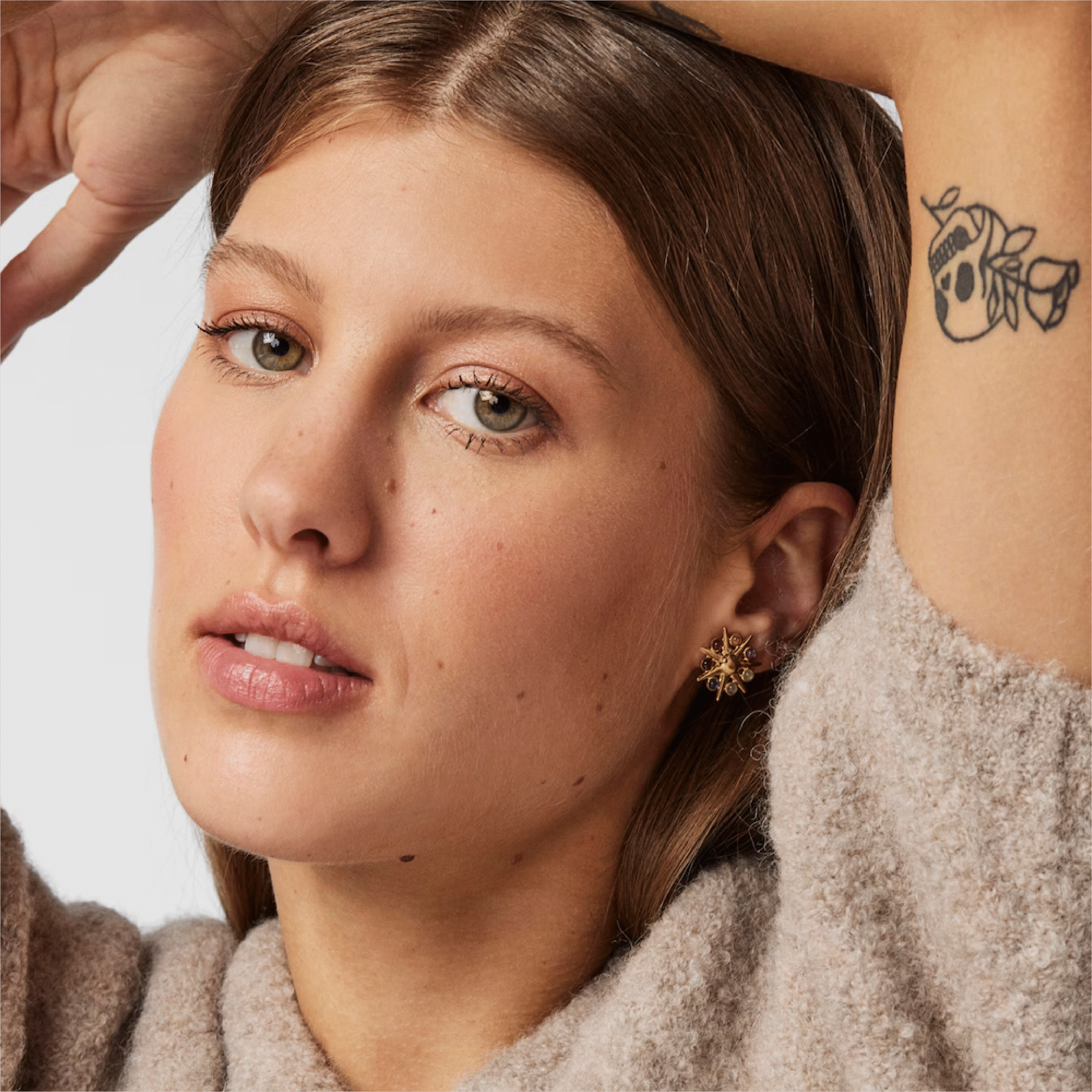 Pendientes sol con baño de oro 18 kt sobre plata y gemas Magic Nature TOUS