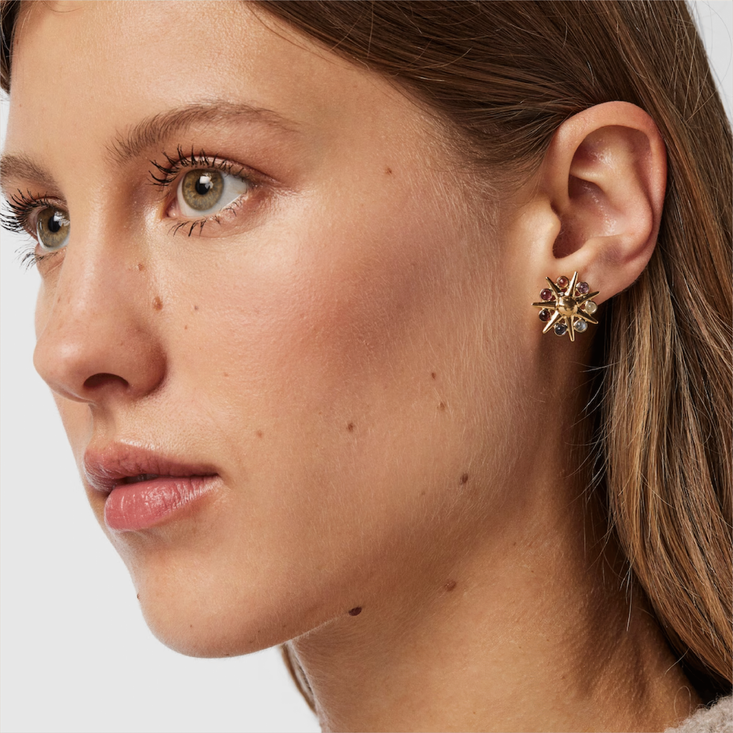 Pendientes sol con baño de oro 18 kt sobre plata y gemas Magic Nature TOUS