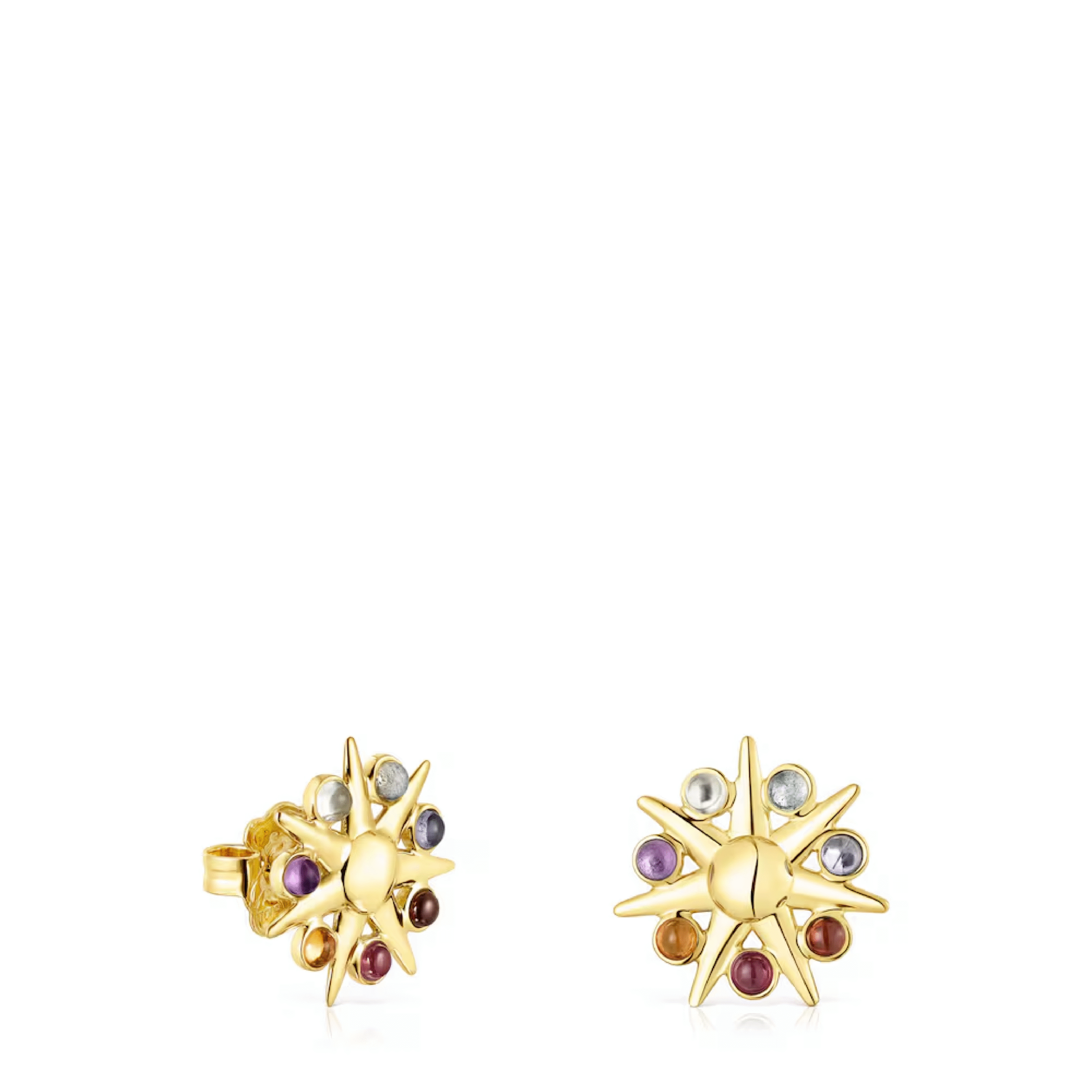 Pendientes sol con baño de oro 18 kt sobre plata y gemas Magic Nature TOUS