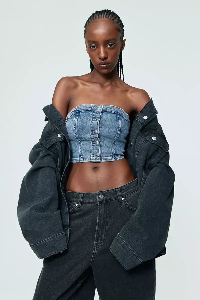 H&M Denim bustier top nuevo (talla M)