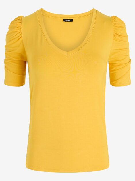 Supersoft Skimming V-Neck Puff Sleeve Tee EXPRESS (talla small) - Imagen 5