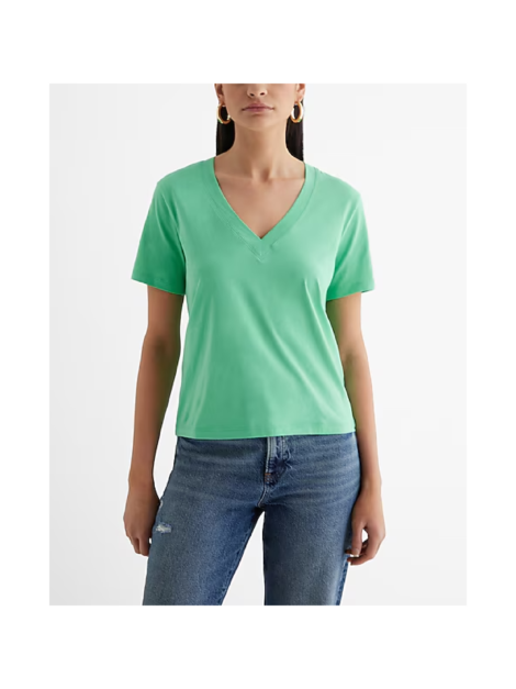 Skimming Cotton V-Neck Short Sleeve Tee EXPRESS (talla Small) - Imagen 4