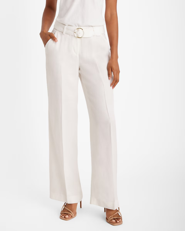 Linen-Blend Belted Relaxed Trouser Pant Express (talla 6R)