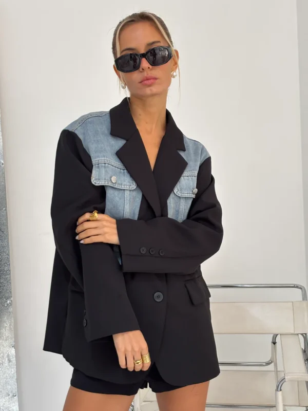 BLAZER BLACk & DENIM nuevo (talla small)