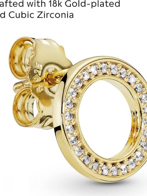 Pandora Signature Sparkling Circle Stud earrings (dorado) - Imagen 6