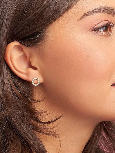 Pandora Signature Sparkling Circle Stud earrings (dorado) - Imagen 4