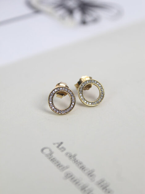 Pandora Signature Sparkling Circle Stud earrings (dorado) - Imagen 8