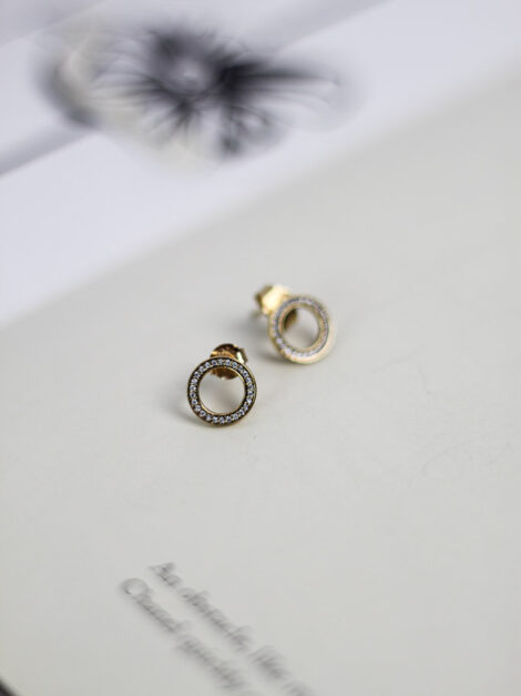 Pandora Signature Sparkling Circle Stud earrings (dorado) - Imagen 9