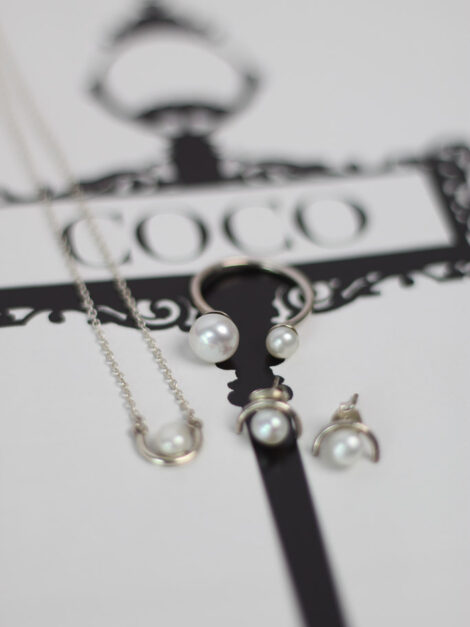 Juego de plata (aretes, collar y anillo) - Imagen 7