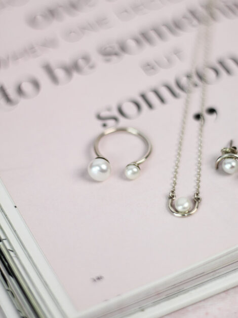 Juego de plata (aretes, collar y anillo) - Imagen 4