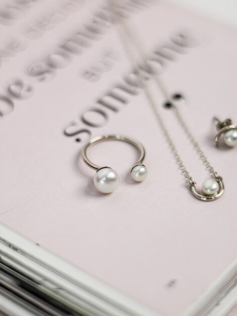 Juego de plata (aretes, collar y anillo) - Imagen 2