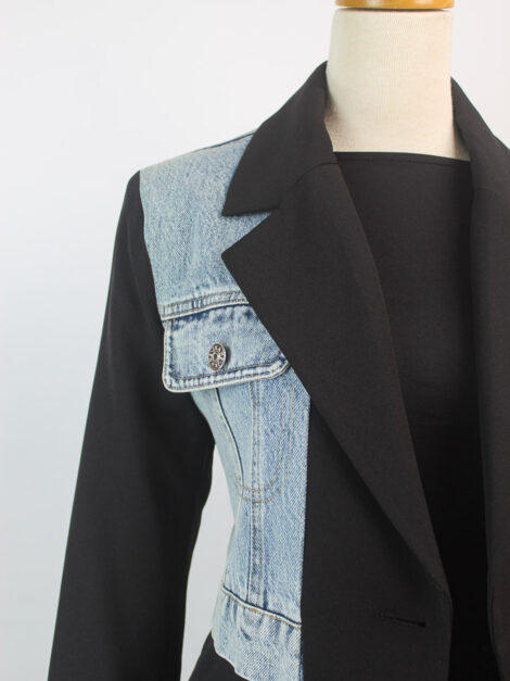 BLAZER BLACk & DENIM nuevo (talla small) - Imagen 8