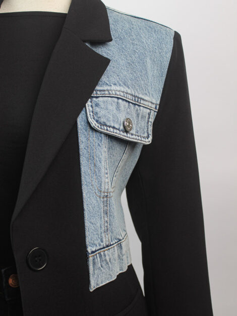BLAZER BLACk & DENIM nuevo (talla small) - Imagen 6
