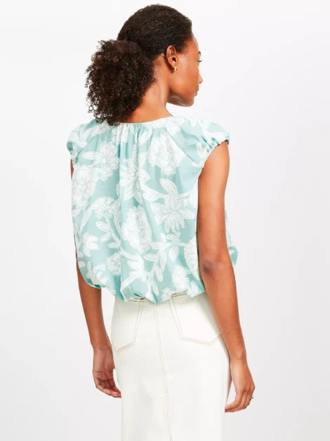 Floral V-Neck Bubble Hem Top LOFT NUEVO (talla small) - Imagen 3
