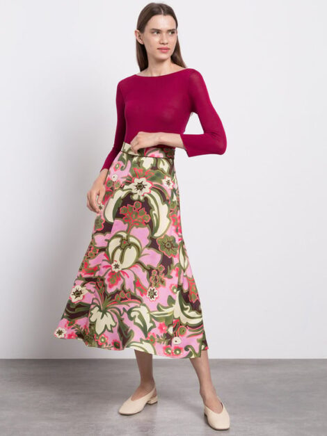 Max & Co midi skirt in floral print (talla small) - Imagen 4
