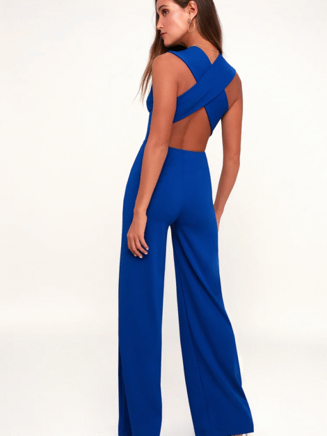 Blue Backless Jumpsuit Lulus (talla M) - Imagen 4
